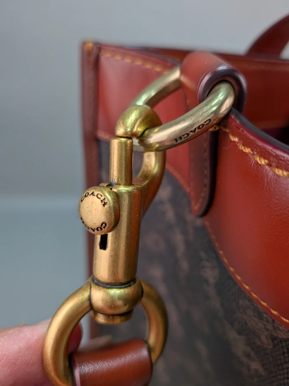 COACH CO766 Tote Truffle Rust Horse Carriage Signature Coated Canvas Leather